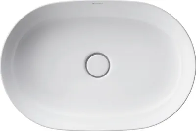 Zdjęcie produktu dla Duravit umywalka nablatowa LUV bez przelewu, ława z otworem na baterię, 600 x 400 mm, bez otworu na baterię, biała