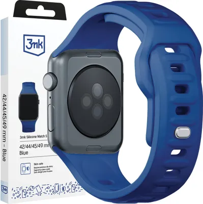 Productafbeelding van 3MK 5903108565738, Horlogeband, Apple, Watch series 1/2/3/4/5/6/7/8/9/SE/Ultra, Siliconen, Roestvrij staal, Blauw, 42/44/45/49 mm