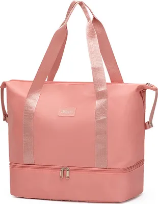 Produktbild von (Rosa) Große Reisetasche, wasserdichte, erweiterbare Seesack-Turntasche, Weekender-Übernachttaschen für Reisetaschen