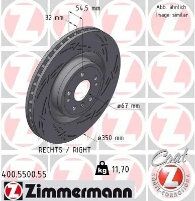 Produktbild von ZIMMERMANN Bremsscheibe Vorne Rechts passend für MERCEDES-BENZ M-Klasse (W166) 350mm 400.5500.55