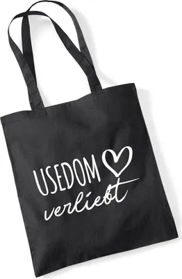 Produktbild von Huuraa Jutebeutel Usedom verliebt 10 Liter Black Baumwolle Tasche Geschenkidee
