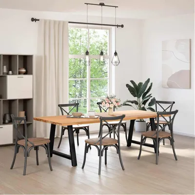 Immagine prodotto di vidaXL Gambe del tavolo da pranzo a forma di A 2 pezzi nero 90x(72-73) cm acciaio