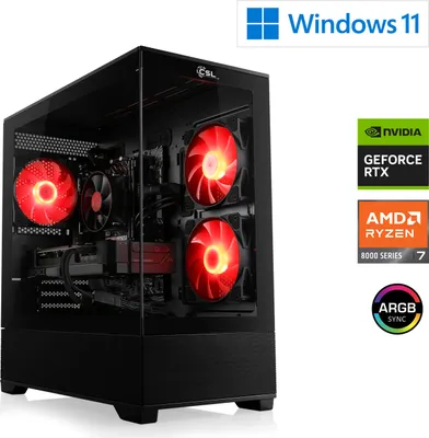 Immagine prodotto di PC da gioco, AMD Ryzen 7 8700F, 4100 MHz, GeForce RTX 5070, 32 GB di RAM DDR5, 1000 GB di SSD M.2, Windows 11 Home, USB 3.2 | M11830H