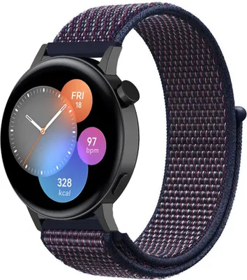 Produktbild von Strap-it Huawei Watch GT 3 42mm Nylonarmband (Lila-Blau)