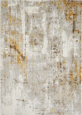 Produktbild von Kurzflorteppich 160 x 230 cm Grau-Gelb modern abstraktes Muster Eckig Oval Wohnzimmer Schlafzimmer