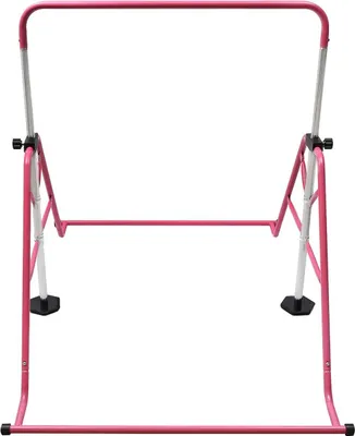 Produktbild von Klappbare Turnstange für Kinder 3–8 Jahre - Gymnastik Reck - höhenverstellbares Kippgerät - Stahlrahmen bis 80 kg statisch, 40 kg dynamisch - pink