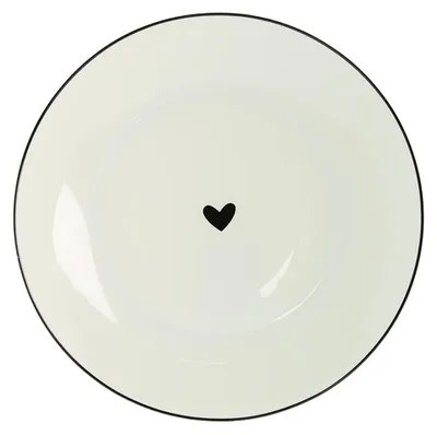 Produktbild von Clayre & Eef Frühstücksteller Ø 20 cm Weiß Schwarz Porzellan Herzen