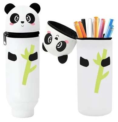 Imagen del producto de Estuche escolar 2 en 1 de silicona suave con diseño de panda