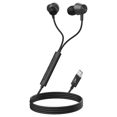 Zdjęcie produktu dla Akashi, słuchawki USB-C z kablem i mikropilotem z redukcją szumów, czarne
