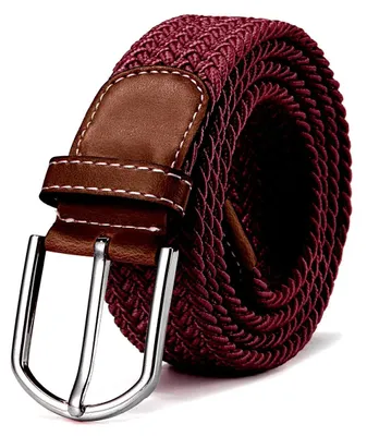 Produktbild von Stoffgürtel Stretchgürtel geflochten und elastisch Gürtel Länge 100 cm bis 130 cm bordeauxrot