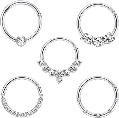 Produktbild von 5 Stück Nasenringe, 16 Gauge – Chirurgischer Stahl, Ohrringe für Damen