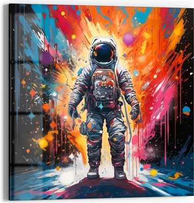 Produktbild von DEQOART Glasbild Echtglas 30x30 cm 'Kosmischer Farbpfad' Wandbild Bild modern Deko