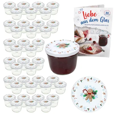 Produktbild von 40er Set Sturzglas 230ml Einmachglas + TO-Deckel 82 Candyman eisblau + Heft