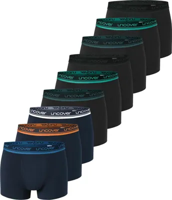 Image de Schiesser - Lot de 9 shorts en coton rétro / pantalon de sport. Shorts rétro au style sportif et moderne, coupe parfaite, avec un grand logo noir sur un tissu texturé XXL