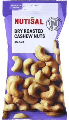 Produktbild von Nutisal Cashewnoten 60 g – Knackige, geröstete Cashewkerne Snackpackung