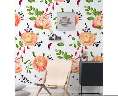 Produktbild von Coloray Fototapete 360x250 cm Vlies-Fototapete - Rosensbeeren blüht Blätter