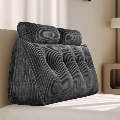 Obrázok produktu pre Unyqoos® Opierka na chrbát – ergonomická opierka v tvare klínu pre posteľ a sedačku, snímateľný poťah, bočná vrecká a dodatočná podpera na krk
