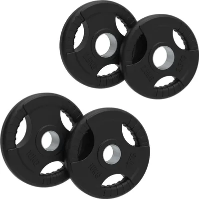 Image de Disques de poids en caoutchouc Tri-Grip, 15 kg : 2 x 2,5 kg + 2 x 5 kg