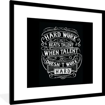 Produktbild von MuchoWow® MuchoWow® Gerahmtes Poster Arbeit - Retro - Zitat 40x40 cm - Poster mit zchwarzem Bilderrahmen - Poster - Plakat im Rahmen