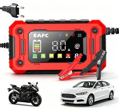Immagine prodotto di Caricabatterie per auto, ricarica intelligente, tecnologia di riparazione a impulsi, 12V 8A