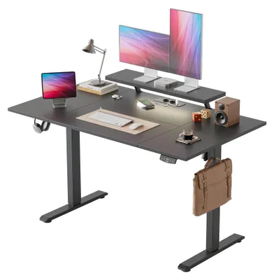 Höhenverstellbarer Schreibtisch 140x80 cm mit LED und USB