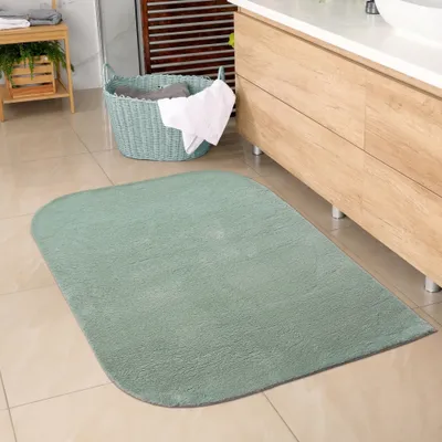 Image de Tapis de salle de bain avec coins arrondis | lavable | en vert Taille - 80x120 cm