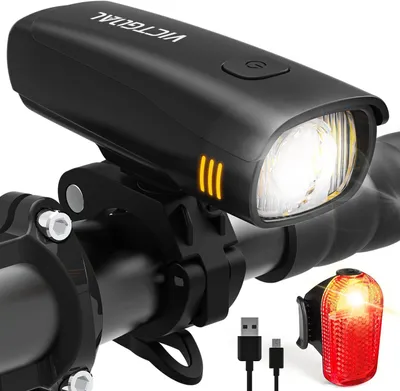 Zdjęcie produktu dla Zestaw oświetlenia rowerowego, 30 lumenów, zestaw LED z przednią i tylną lampą, ładowanie przez USB, wodoszczelność IPX5, zestaw oświetlenia rowerowego