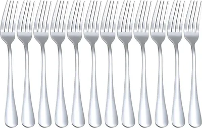 Produktbild von 8.2"(20.8cm) 12 Stück Tafelgabeln Menügabeln gabeln besteck set Edelstahl Abendessen Gabeln für Heimgebrauch Haus Küche Gaststätte