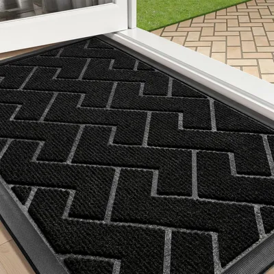 Obrázek produktu pro Podlahová rohož pro vnitřní i venkovní použití, rozměry 43 x 75 cm, omyvatelná, barva: černá, design: cihla