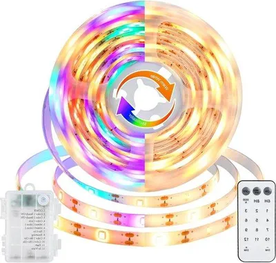 Produktbild von LED-Stripsatz 3 Meter 108 LEDs mit 12 Modi Timer Fernbedienung dimmbar batteriebetrieben (warm weiß + RGB)