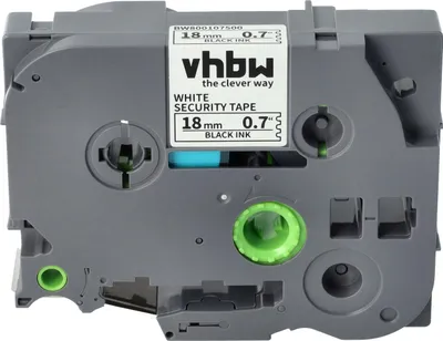Produktbild von vhbw Schriftband-Kassette kompatibel mit Brother PT 2400 E, 2400, 2420 PC, 220, 210 E Etiketten-Drucker 8m x 18mm Schwarz auf Weiß Sicherheitsband