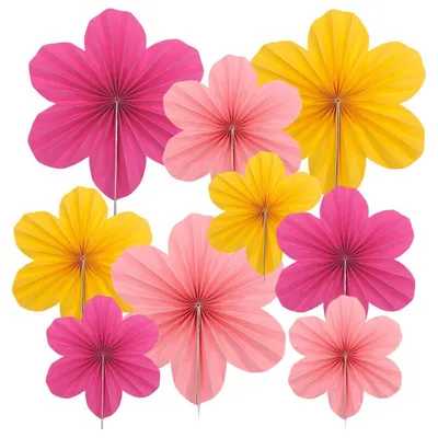 Productafbeelding van 9 stuks papieren pompons, feestdecoratie, papieren waaierketting, geschikt voor bruiloften, verjaardagen en babyfeestjes
