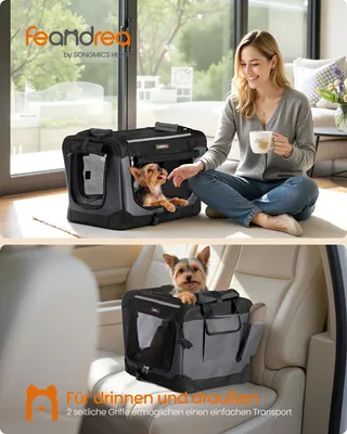Produktbild von Feandrea Hundebox faltbar, 50 cm Transportbox für kleine Hunde, Hundetasche, Oxford-Gewebe