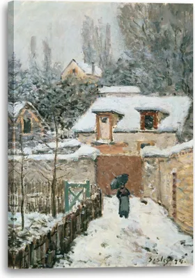 Produktbild von Leinwandbild (80x120cm): Alfred Sisley - Snow at Louveciennes, echter Holz-Keilrahmen inkl. Aufhänger, handgefertigt in Deutschland