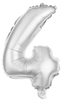 Produktbild von Folienballon Zahl 4 silber 100 cm