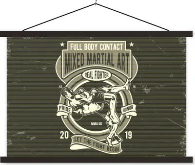 Produktbild von MuchoWow® Textilposter Mancave - Sport - Kampfsport - Vintage 150x100 cm mit schwarzem Rahmen - Schlafzimmer