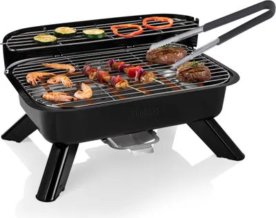 Produktbild von Hybridgrill eckig Grillzange Elektro-& Holzkohlegrill für Garten Balkon Camping