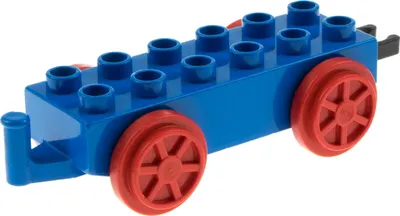 Produktbild von 1x Lego Duplo Schiebe Lok Anhänger blau rot 2x6 Haken schwarz Eisenbahn 4559c01