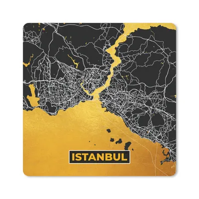 Produktbild von MuchoWow® Mauspad Mousepad Istanbul - Gold - Stadtplan - Karte 20x20 cm - Mousepads - Maus Mat - Pad - Mausunterlage - Desk Mat - Bureauartikeln