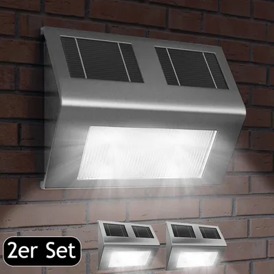 Image de DEUBA® 2x Applique solaire LED applique murale extérieur éclairage terrasse jardin capteur crépusculaire 8h autonomie