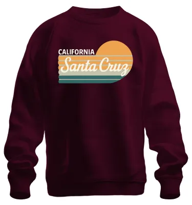 Immagine prodotto di Santa Cruz California Retro Sunset Surf Beach Coast Unisex Felpa Pullover, Borgogna, S