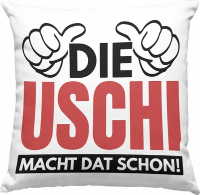 Produktbild von Trendation - Die Uschi Macht Dat Schon Lustige Deko-Kissen mit Füllung 40x40 Spitzname Uschi Ruhrpott Spruch Geschenk (Grau)