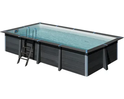 Produktbild von Aufstellpool WPC-Pool-Set Gre eckig 606x326x124 cm inkl. Sandfilteranlage, Skimmer, Leiter, Filtersand & Bodenschutzvlie