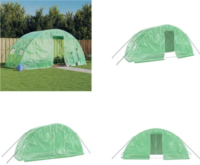 Produktbild von vidaXL Gewächshaus mit Stahlrahmen Grün 10 m² 5x2x2,3 m - Gewächshaus - Gewächshäuser - Polytunnel - Begehbares Gewächshaus