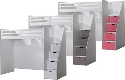 Produktbild von Hochbett SMART mit Treppe, 3 Farben : Grau Farbe: Grau