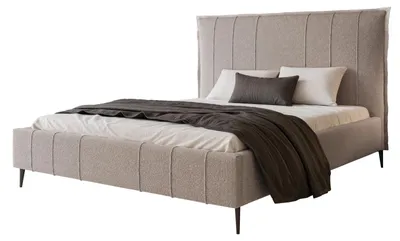 Obrázek produktu pro Čalouněná postel SOMALI 140x200 v barvě taupe ze strukturované látky s úložným prostorem a roštem
