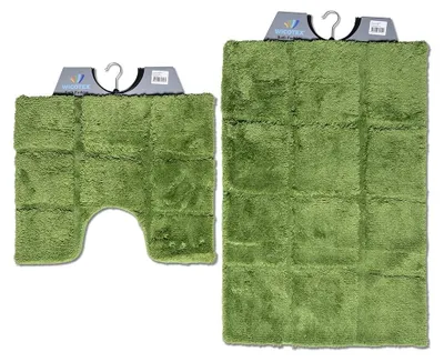 Productafbeelding van Badmat Set met Toiletmat Groen Geblokte Antislip