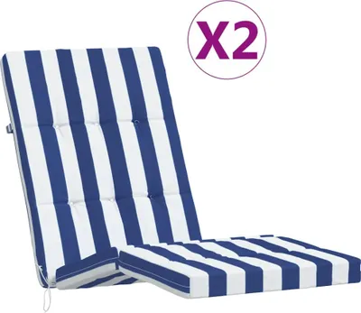 Produktbild von vidaXL Liegestuhl-Auflagen 2 Stk. Blau & Weiß Gestreift Oxford-Gewebe