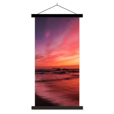 Produktbild von MuchoWow® Textilposter Strand - Meer - Natur - Abend 40x80 cm mit schwarzem Rahmen - Wandemalerei