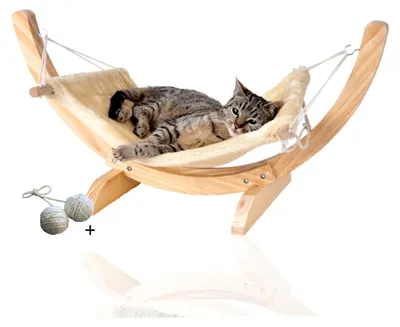 Produktbild von Katzenhängematte Cat Relax | Katzenschlafplatz | Katzenbett | Katzenkorb zum Schlafen | Hängematte für Katzen (Beige)
